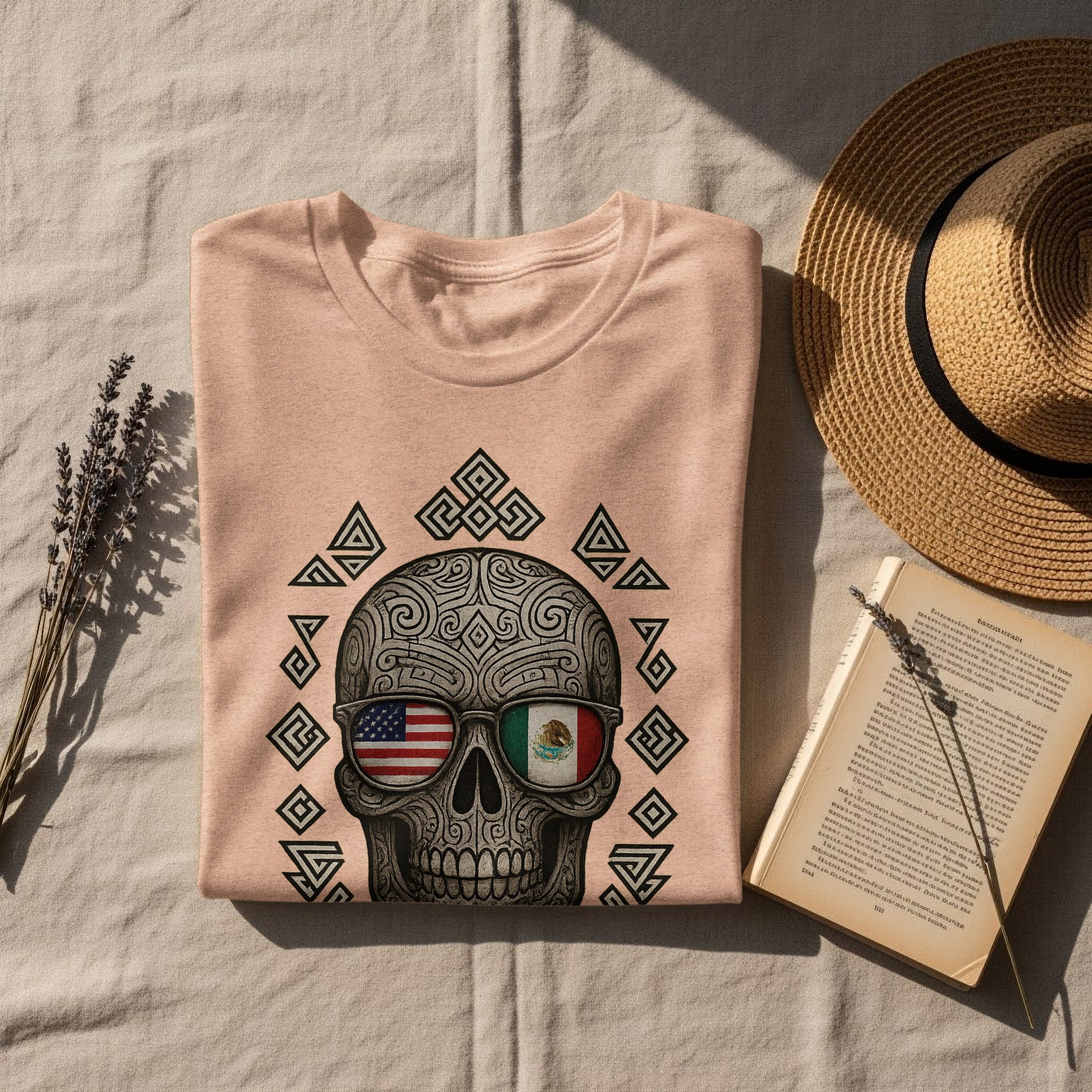 USA Mexico Flag Skull Design Graphic T-shirt product