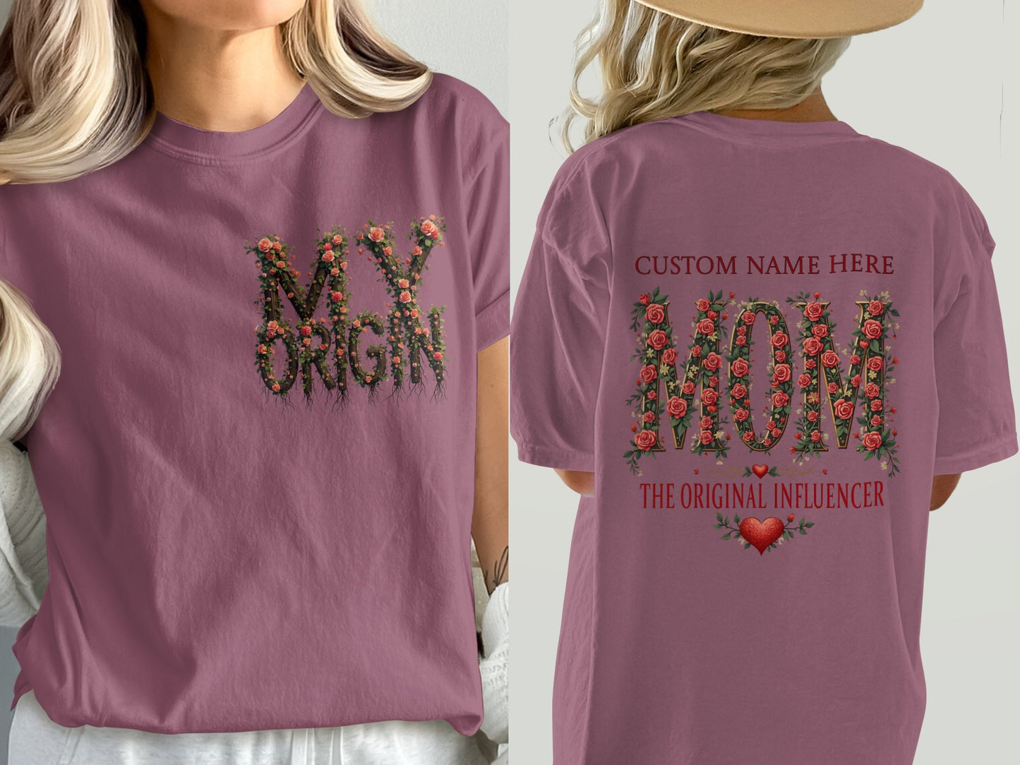 Floral Custom Name My Origin Mom T-Shirt product