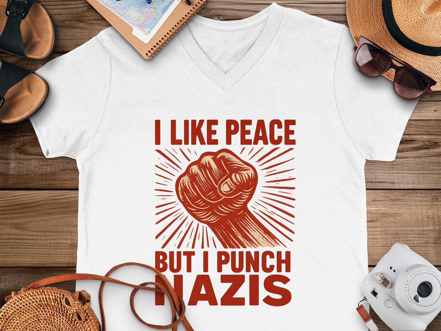 I Like Peace But I Punch Nazis T-shirt