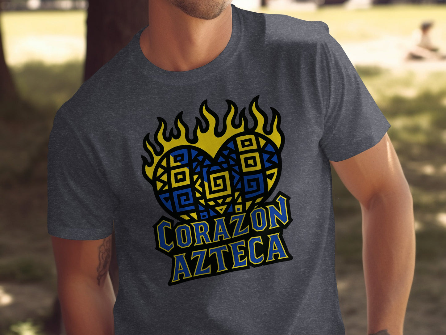 Corazon Azteca Graphic Tee with Vibrant Flame Design product