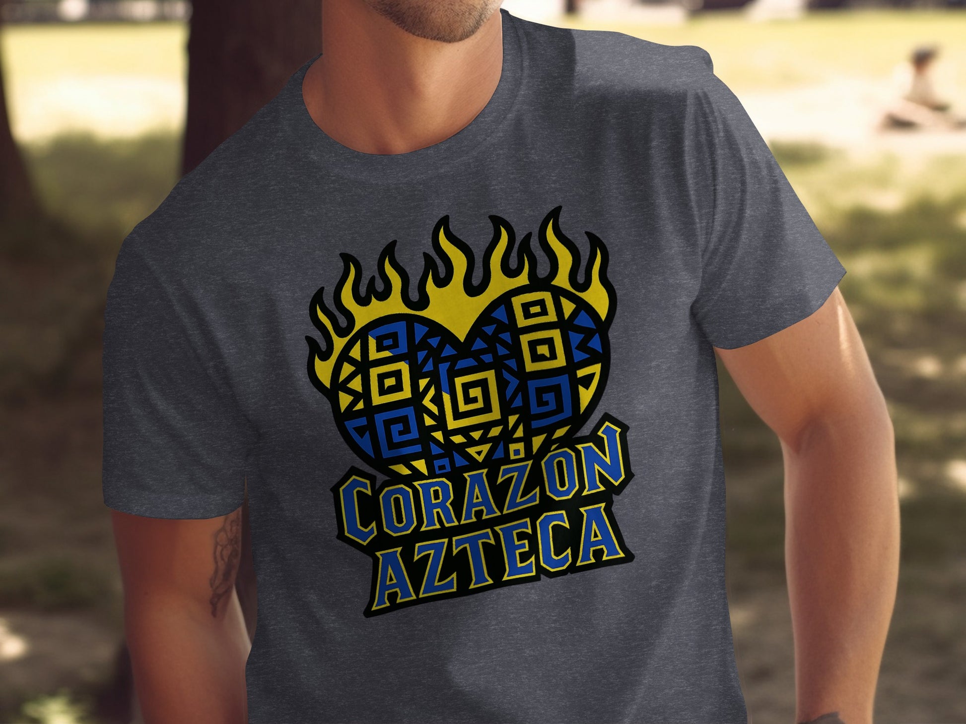 Corazon Azteca Graphic Tee with Vibrant Flame Design product