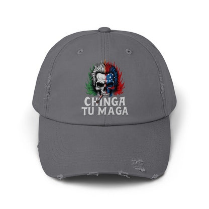 Chinga Tu Maga Skull Graphic Distressed Hat product type
