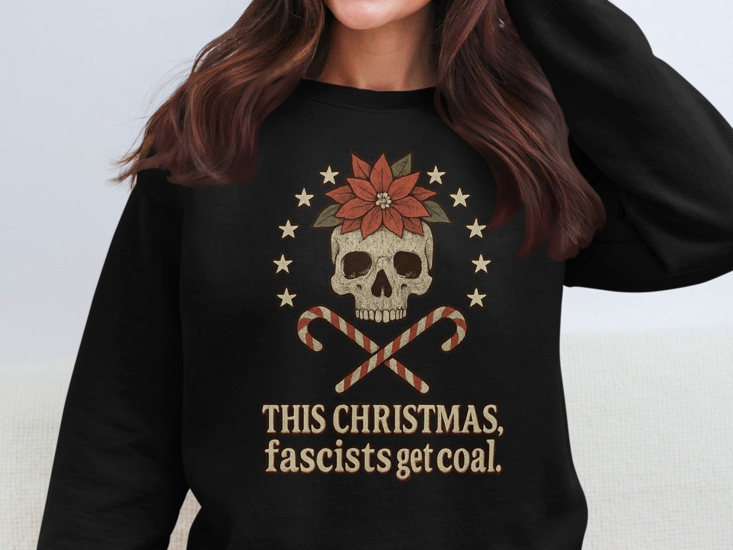 This Christmas Fascists Get Coal Skull Sweatshirt