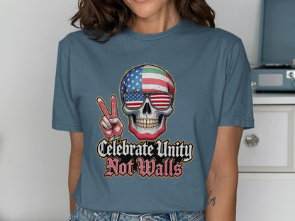 Celebrate Unity Not Walls Skull T-Shirt product type