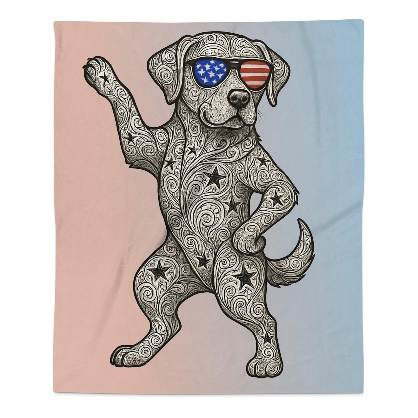 Dancing Dog with American Flag Sunglasses Blanket product type