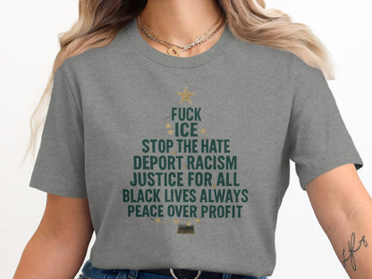 Christmas Tree Message Graphic Short Sleeve Shirt