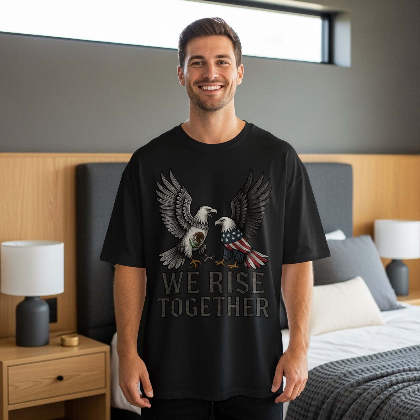 We Rise Together Eagle Design Graphic T-Shirt