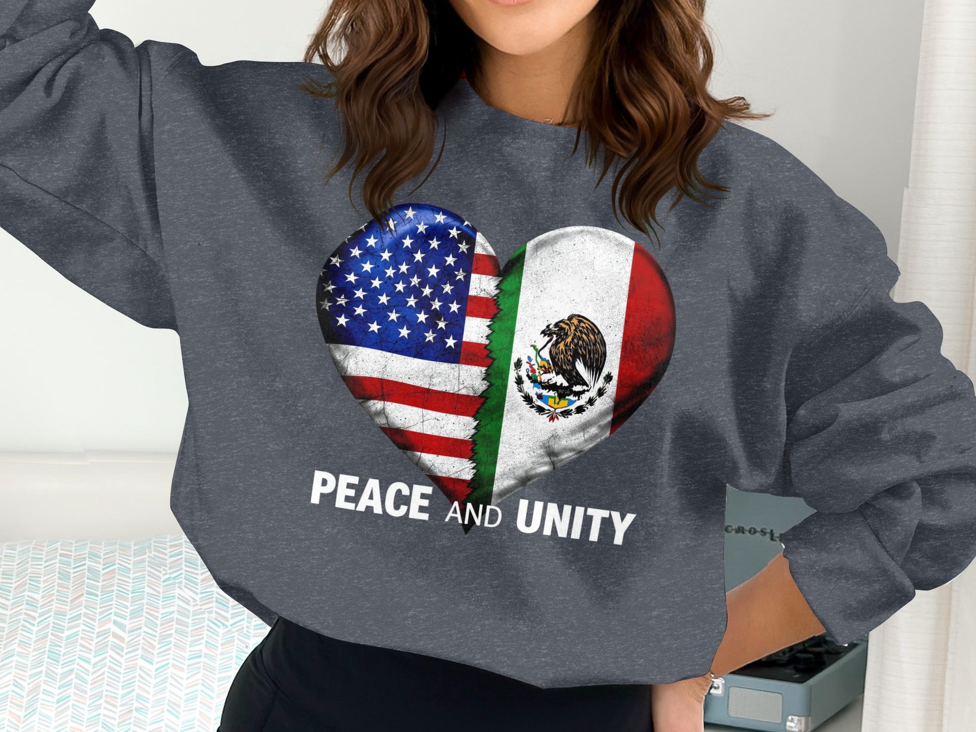 Peace and Unity American Mexican Heart product
