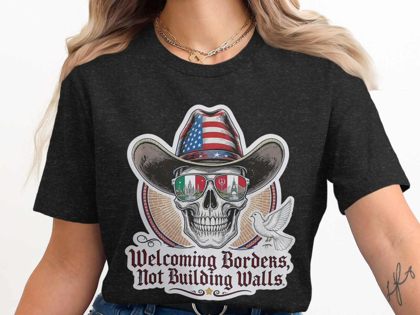 Welcoming Borders Not Building Walls Skull product