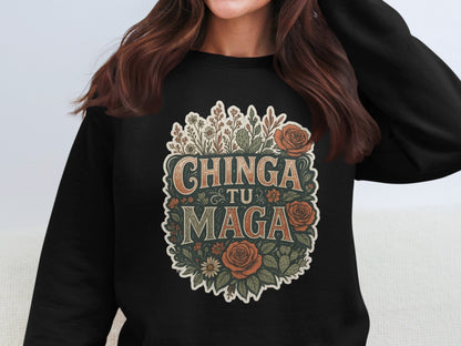 Chinga Tu Maga Graphic Art Floral Sweatshirt product type