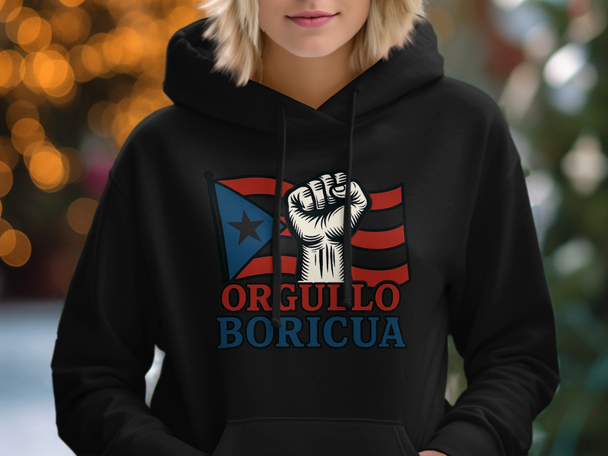 Orgullo Boricua Flag and Fist Design Hoodie product