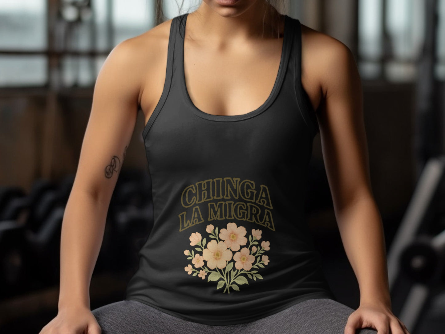 Chinga La Migra With Floral Design Tank Top product