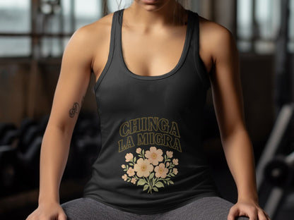 Chinga La Migra With Floral Design Tank Top product