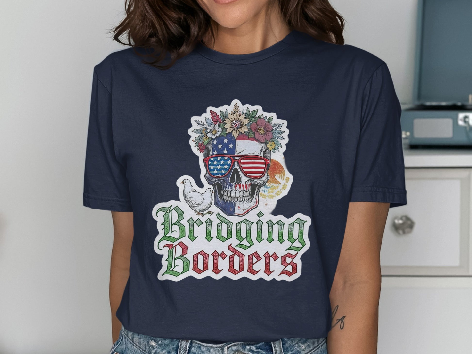 Bridging Borders Skull and Dove Graphic T-shirt