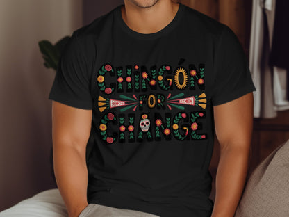 Chingón For Change Floral Skull Design Shirt product