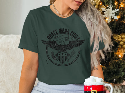 Draft Maga First with Eagle Design T-shirt