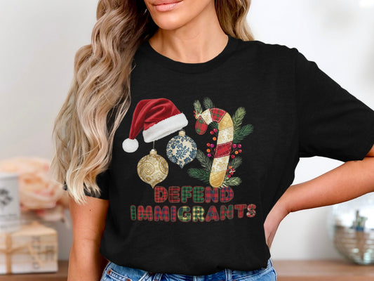 Defend Immigrants Festive Holiday Graphic Tee