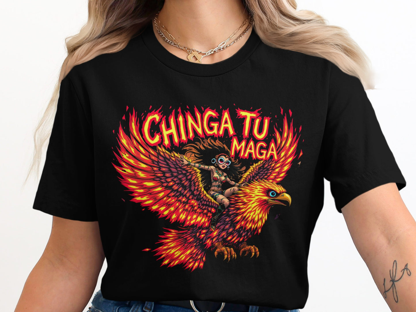 Bold Colorful Chinga Tu Maga Graphic Tee Shirt product