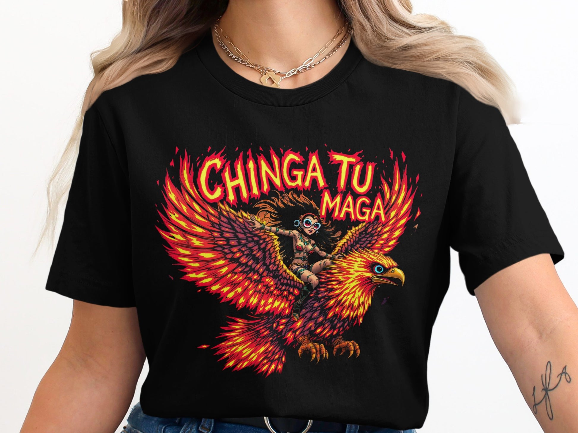 Bold Colorful Chinga Tu Maga Graphic Tee Shirt product