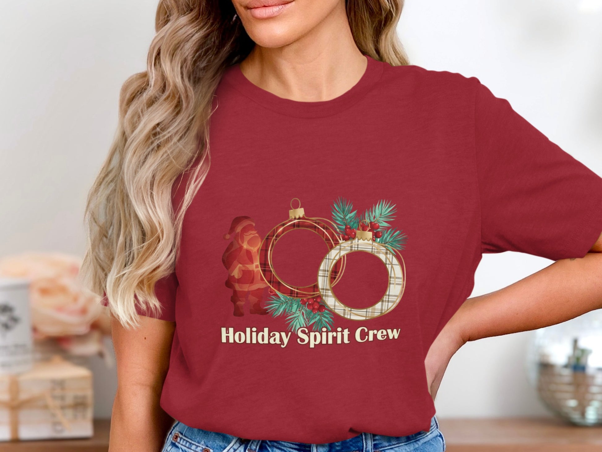 Holiday Spirit Crew Graphic T-Shirt for Women