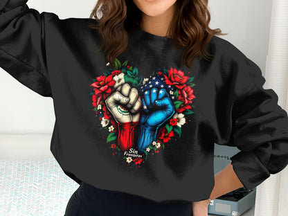 Sin Fronteras Hand Fist Heart Print Sweatshirt product