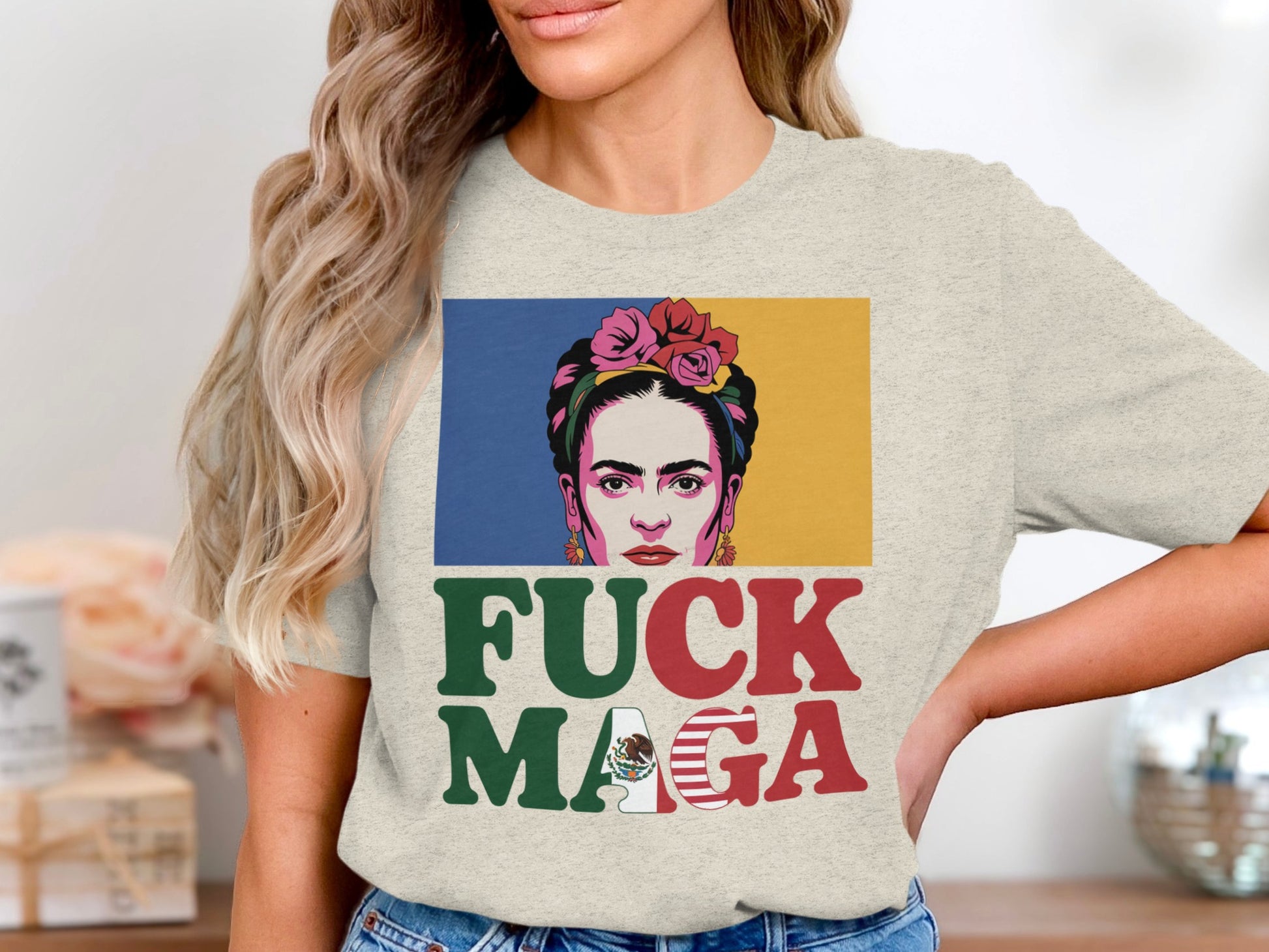 Frida Kahlo Portrait Colorful Fuck MAGA Shirt product type