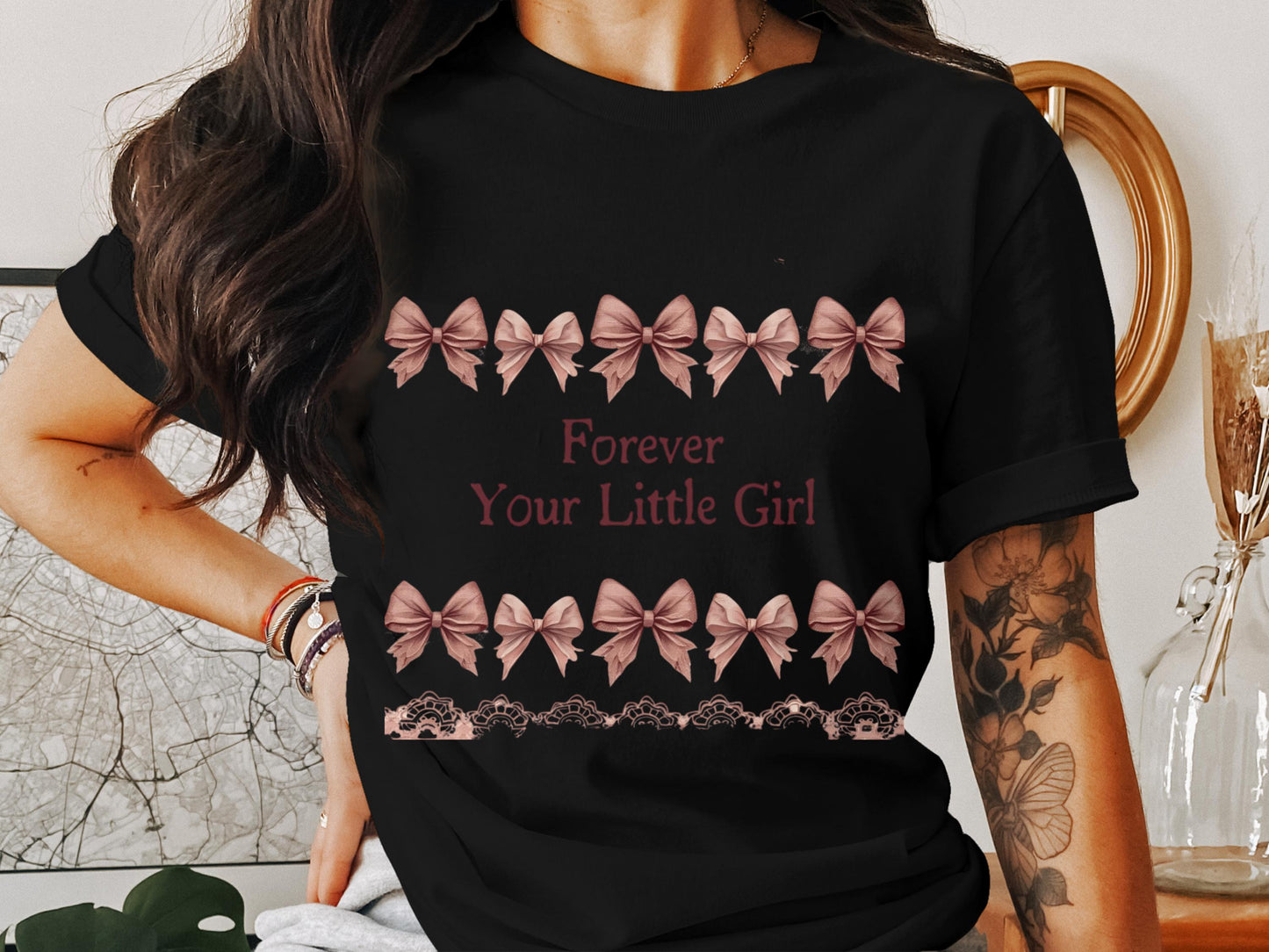 Forever Your Little Girl Bow Graphic T-shirt product