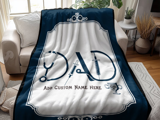 Personalized Best Dad Medical Theme Blanket product