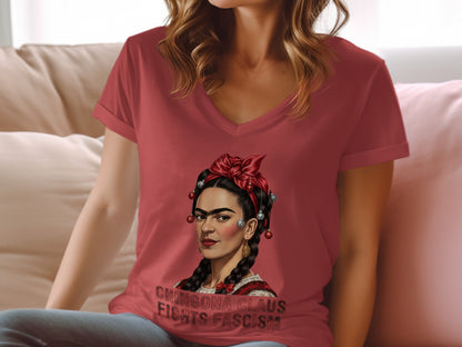 Chingona Claus Fights Fascism Graphic T-Shirt