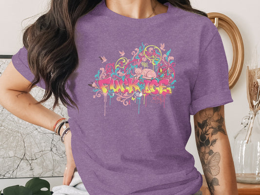 Colorful Floral 4 Design on Purple Graphic Shirt