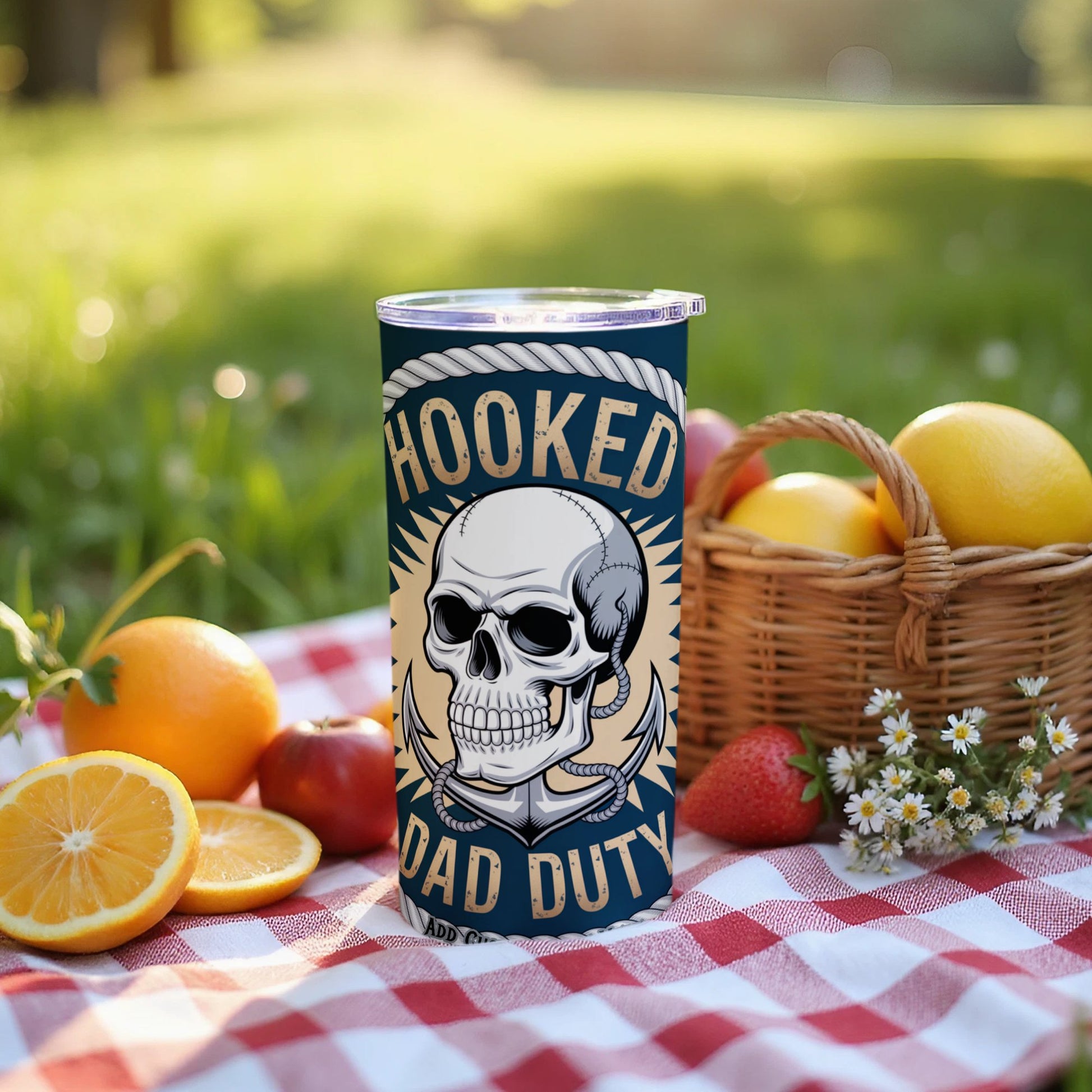 Hooked On Dad Duty Skull Graphic Tumbler product