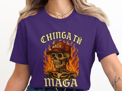 Chinga Tu MAGA Skull Flame Graphic Shirt product
