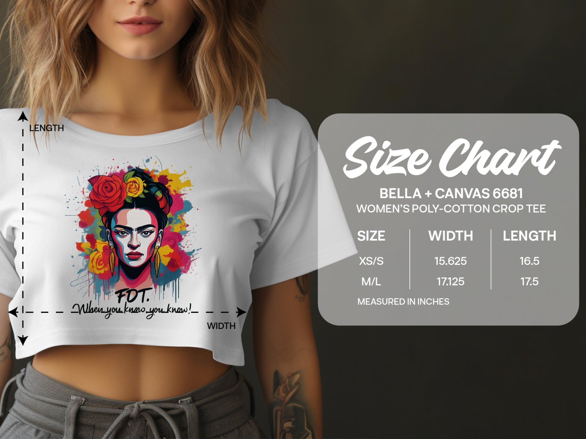 Colorful Artistic Woman Print Women's Crop Tee product type