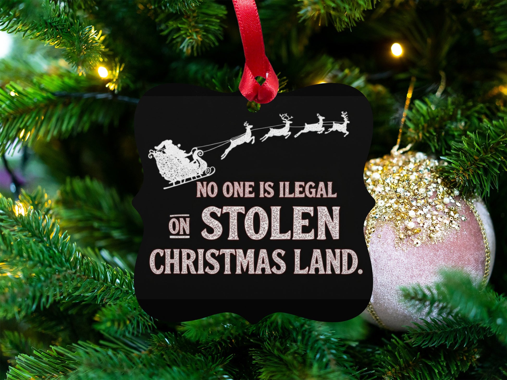 No One Is Illegal on Stolen Christmas Land product
