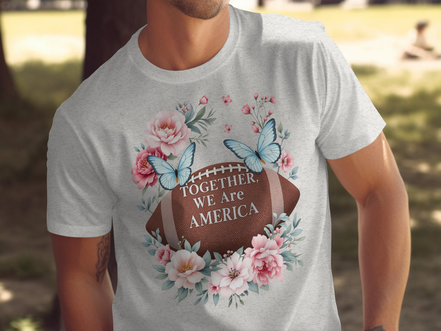 Together We Are America Floral Football T-Shirt