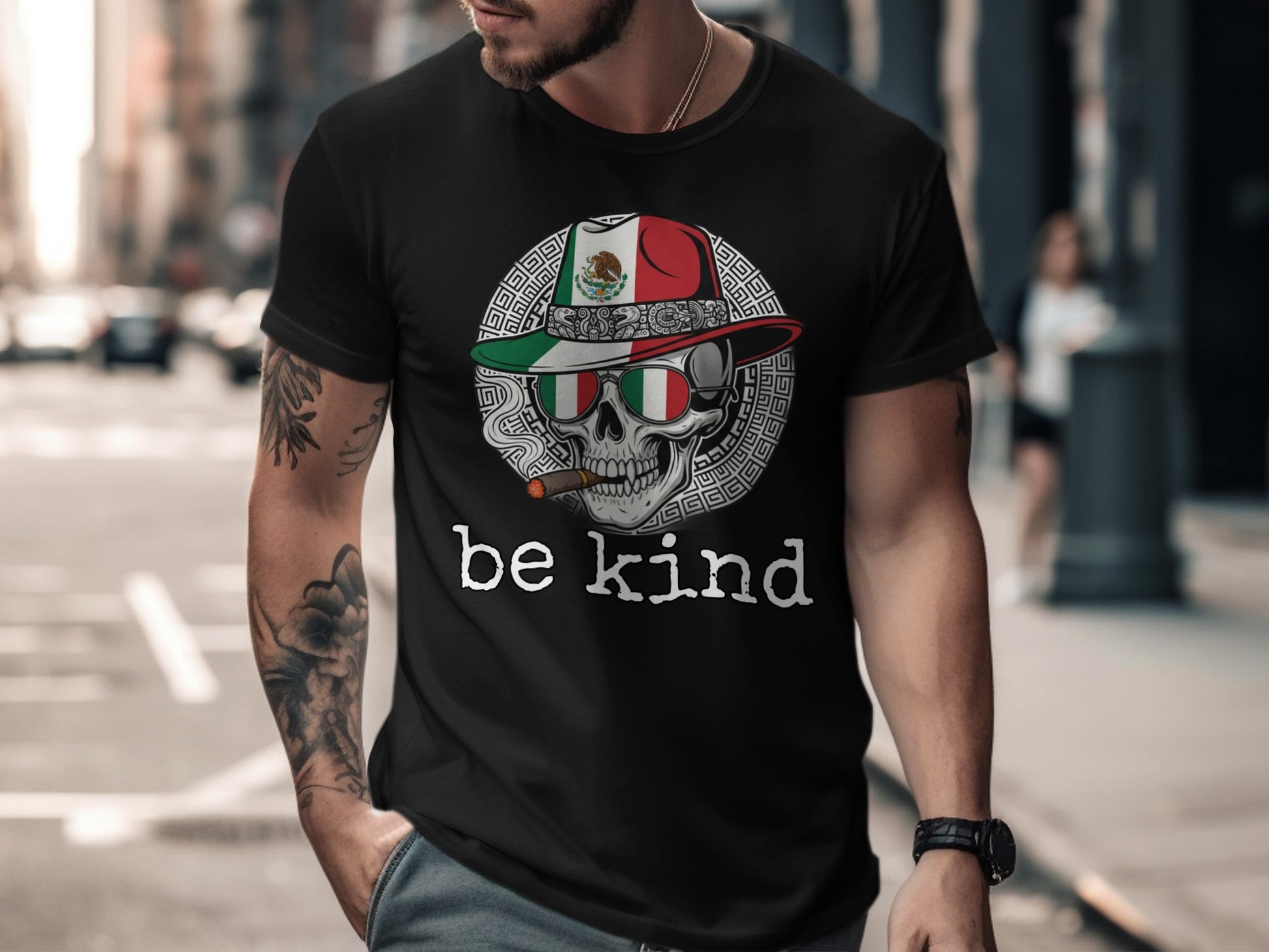 Mexican Skull Be Kind Graphic T-Shirt Product