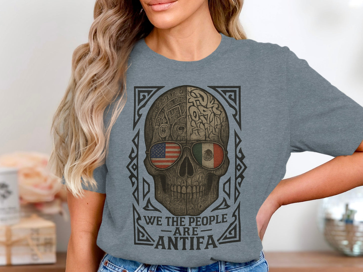 We The People Are Antifa Skull Graphic Tee