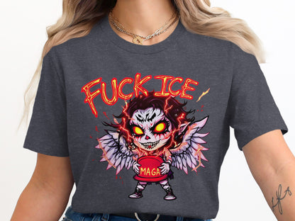 Fuck ICE MAGA Wings Skull Graphic Tee product