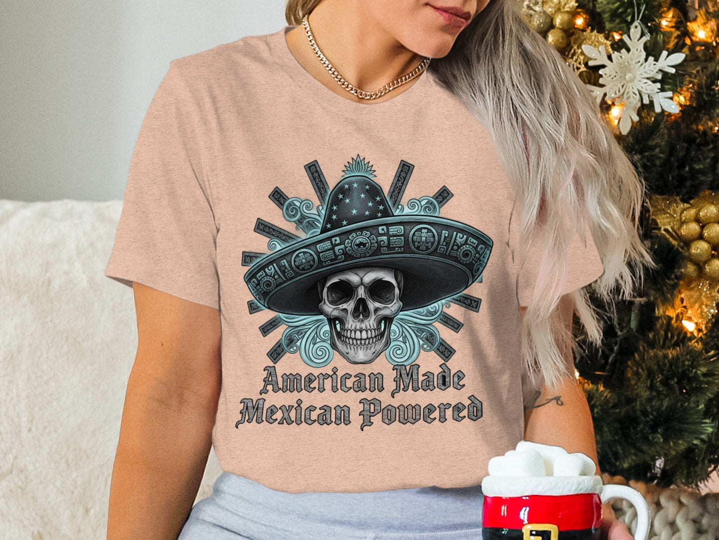 American Made Mexican Powered Skull Design T-shirt