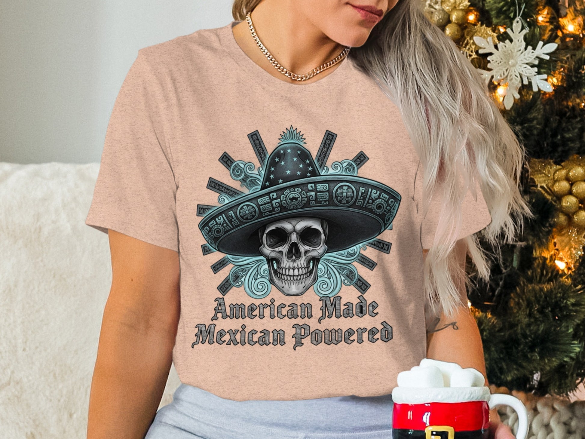 American Made Mexican Powered Skull Design T-shirt