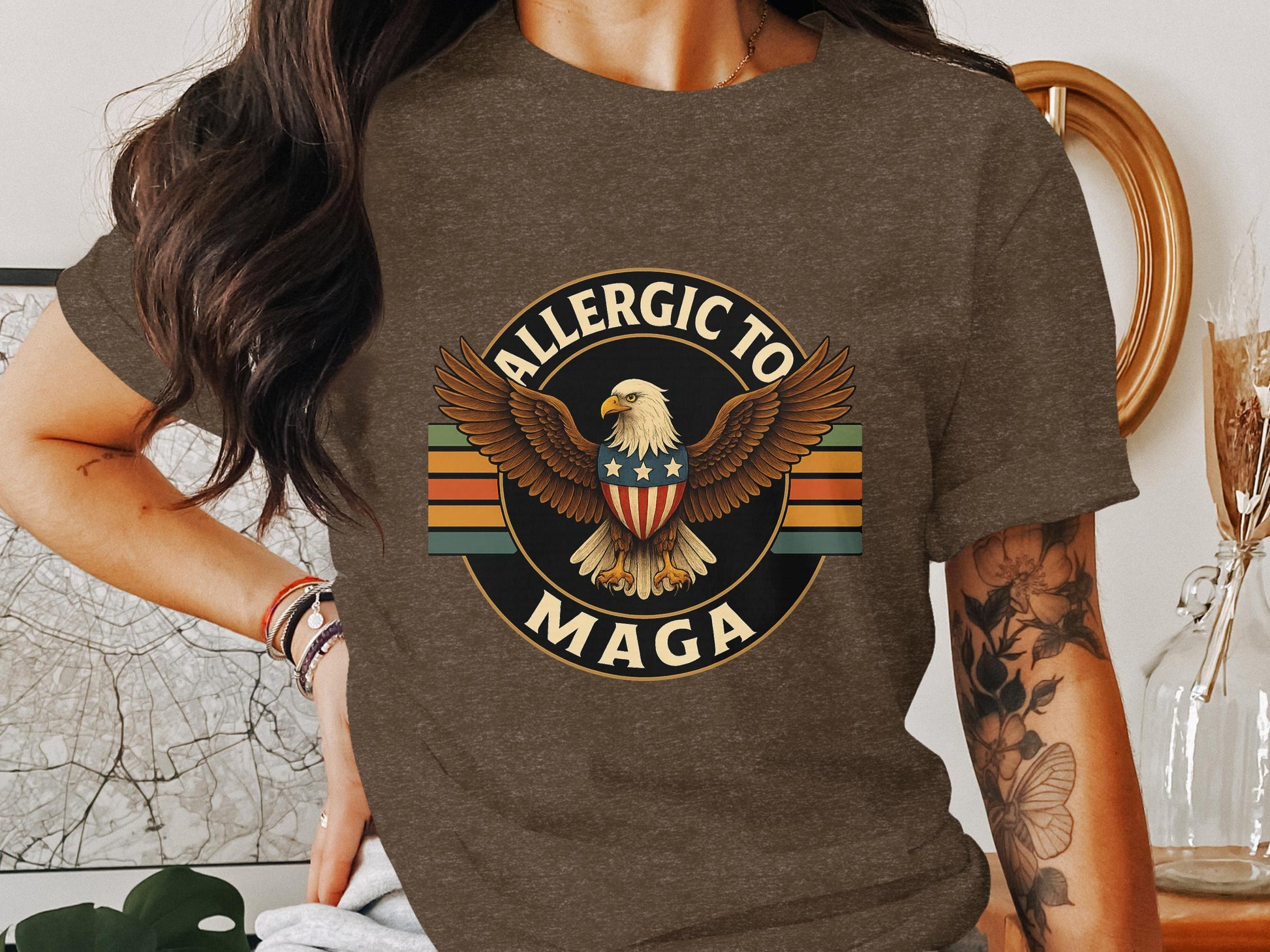 Allergic To MAGA Design Comfortable T-shirt product