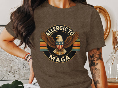 Allergic To MAGA Design Comfortable T-shirt product
