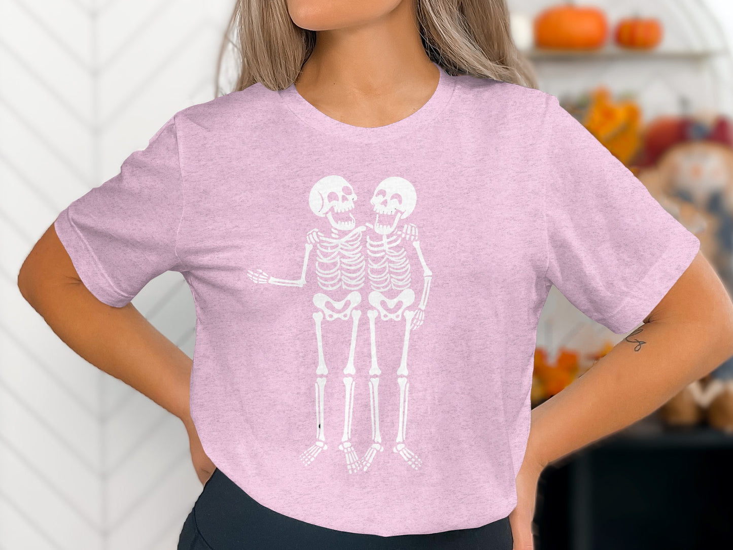 Matching Skeletons Embrace Graphic Tee Halloween product
