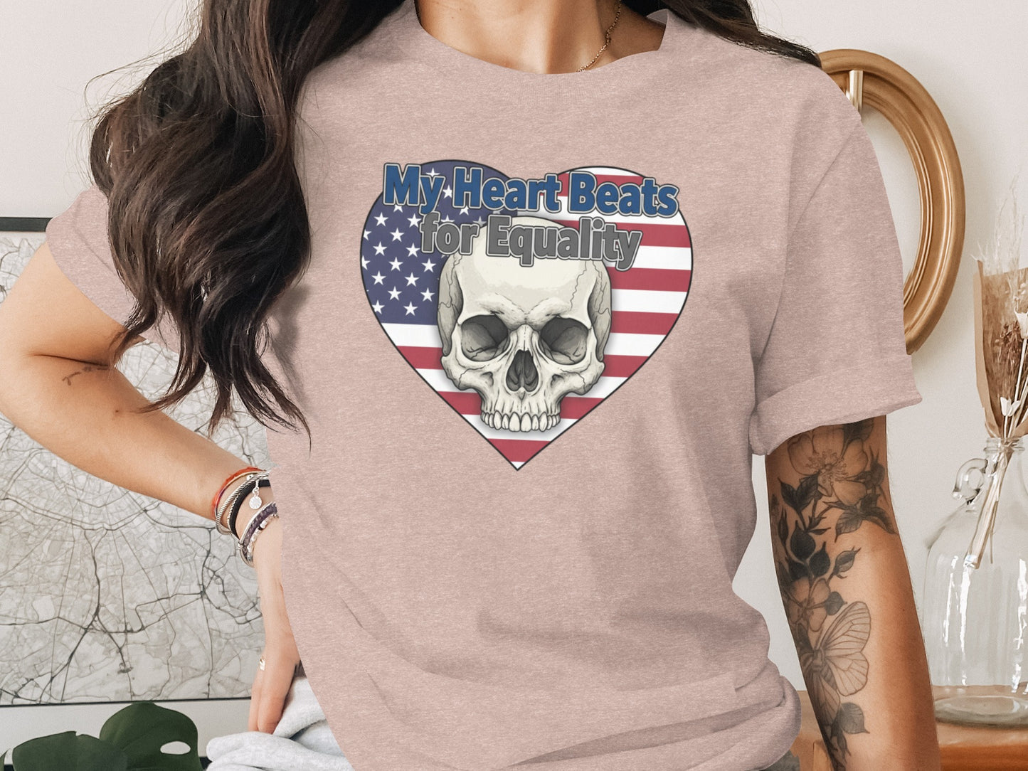 My Heart Beats for Equality Skull Graphic T-Shirt