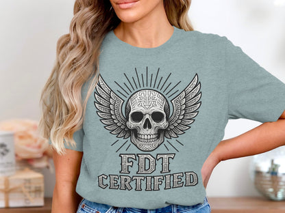 FDT Certified Skull with Wings Graphic T-Shirt