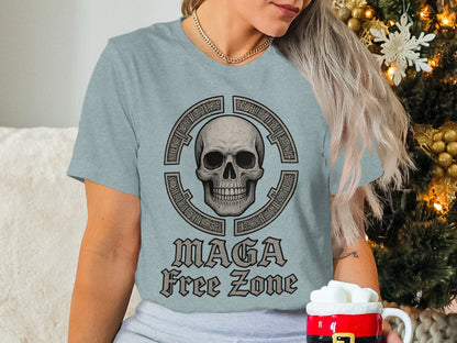 Skull Theme MAGA Free Zone Graphic T-Shirt