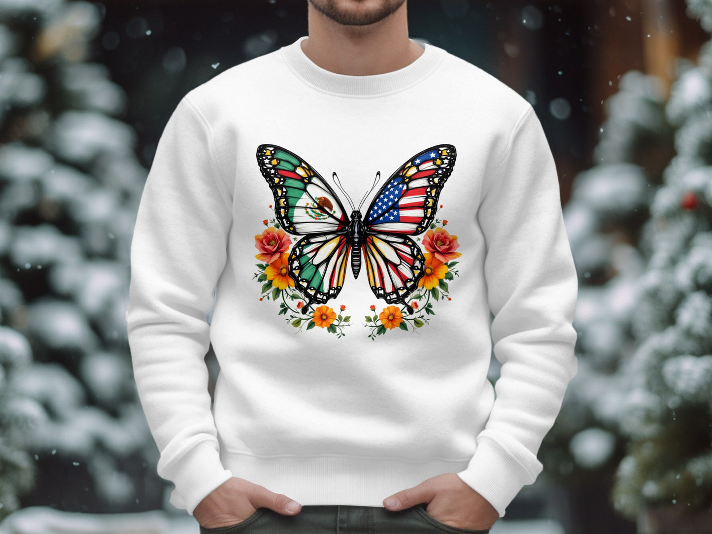 Patriotic Butterfly with Floral Design Sweatshirt product
