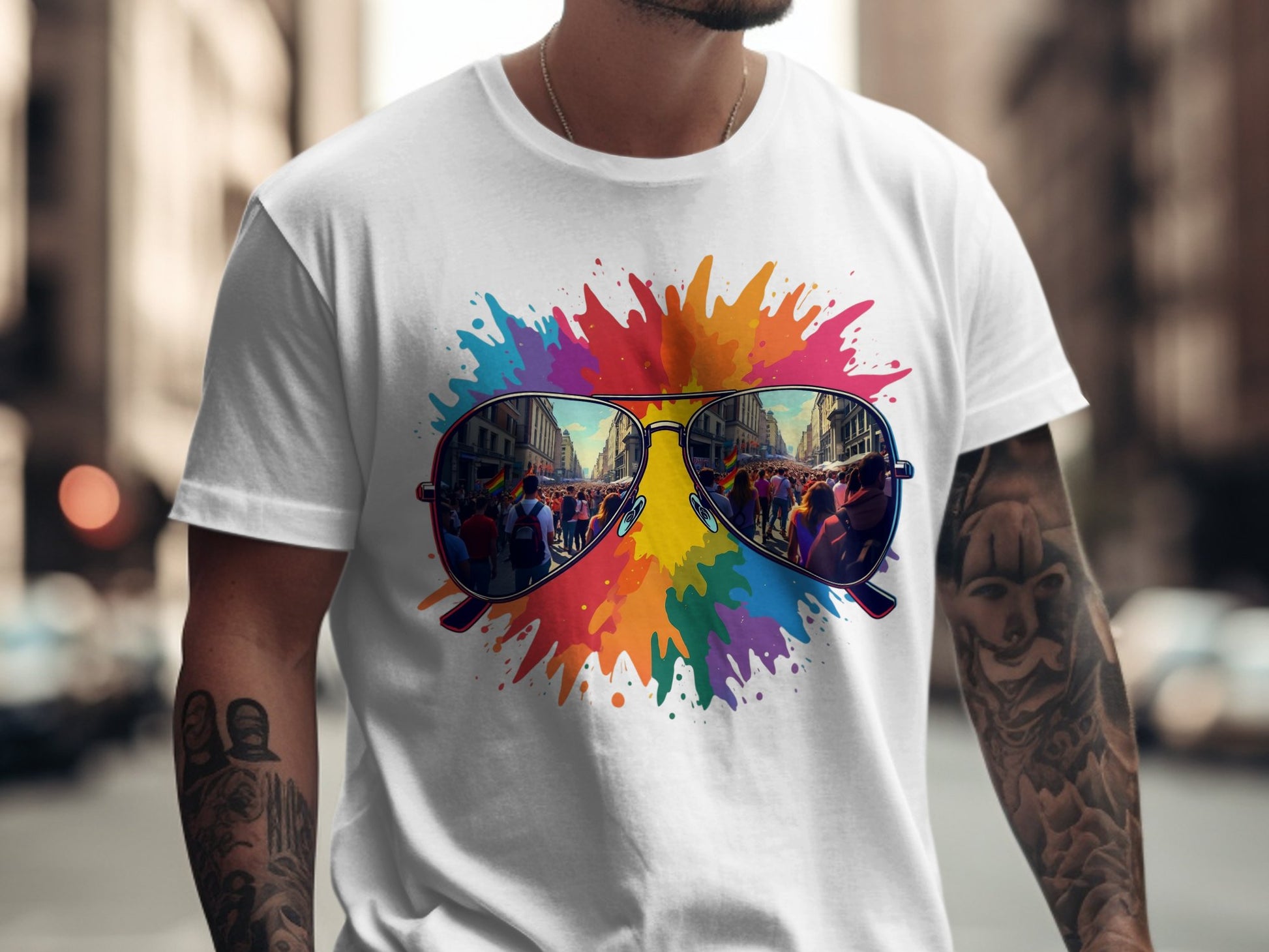 Colorful Sunglasses Reflection Graphic T-shirt product type