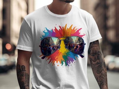 Colorful Sunglasses Reflection Graphic T-shirt product type