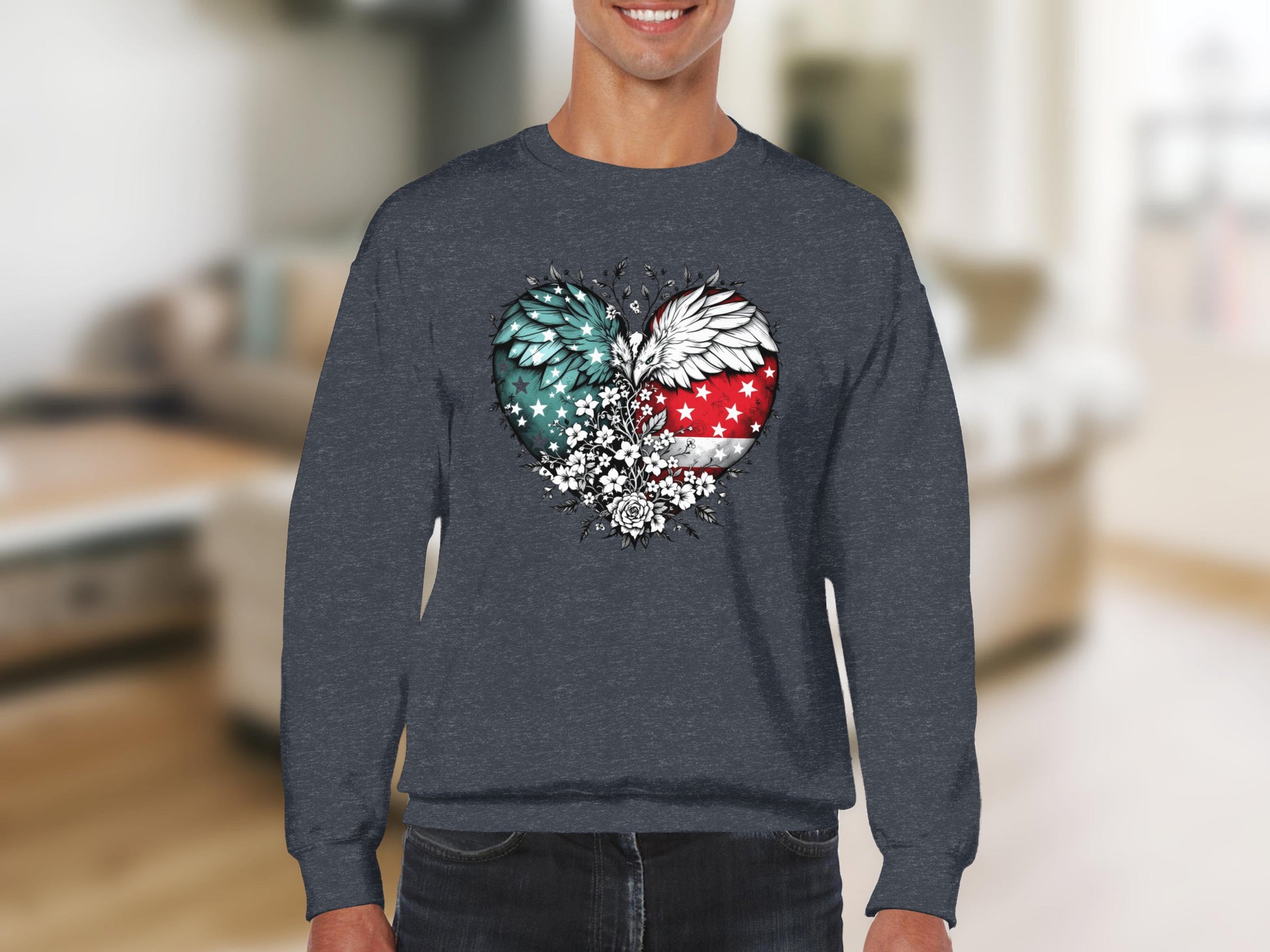 Winged Heart with Stars and Stripes Design product